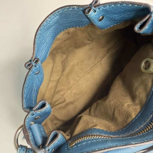Chloé Elsie Satchel Blue Leather Top Handle Bag Gold Turnlock - Picture 9 of 14